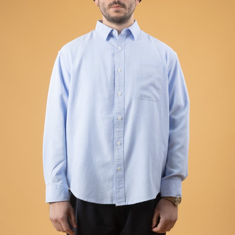 Image flâneurs porté de face chemise FRIZMWORKS OG Oxford Oversized Shirt Blue
