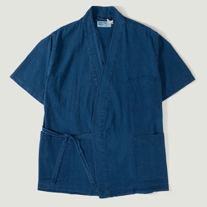 chemise UNIVERSAL WORKS Kyoto Shirt Washed Indigo Seersucker vignette flâneurs