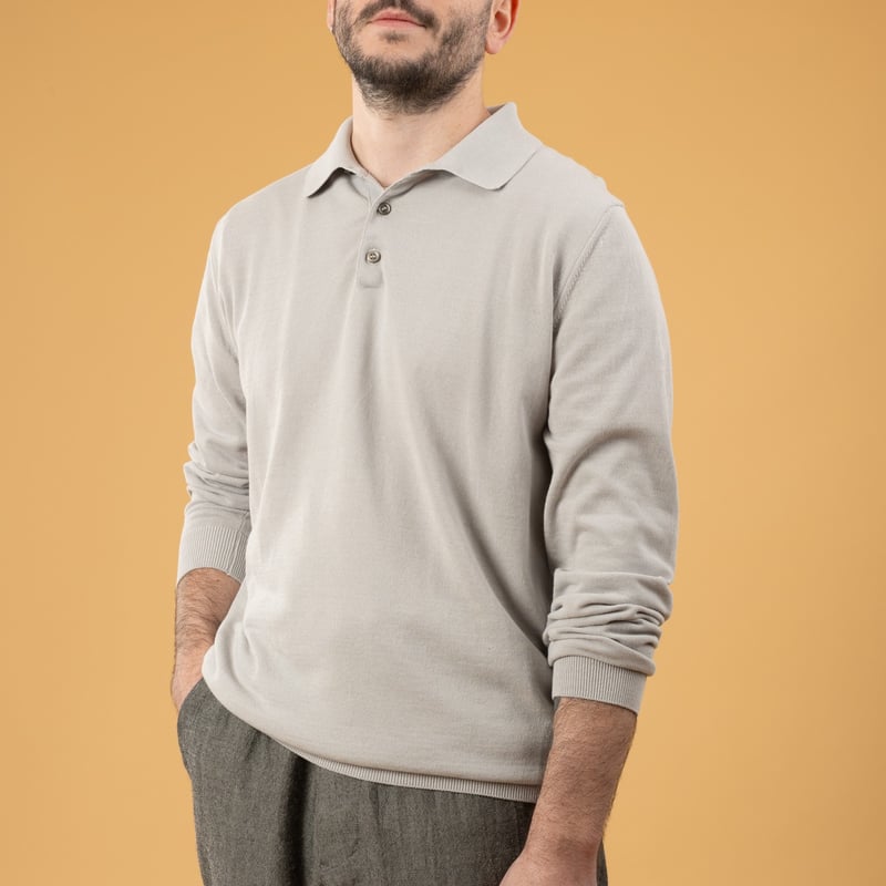 Image flâneurs pull MOONCASTLE Ice Cotton Poloneck Light Gray