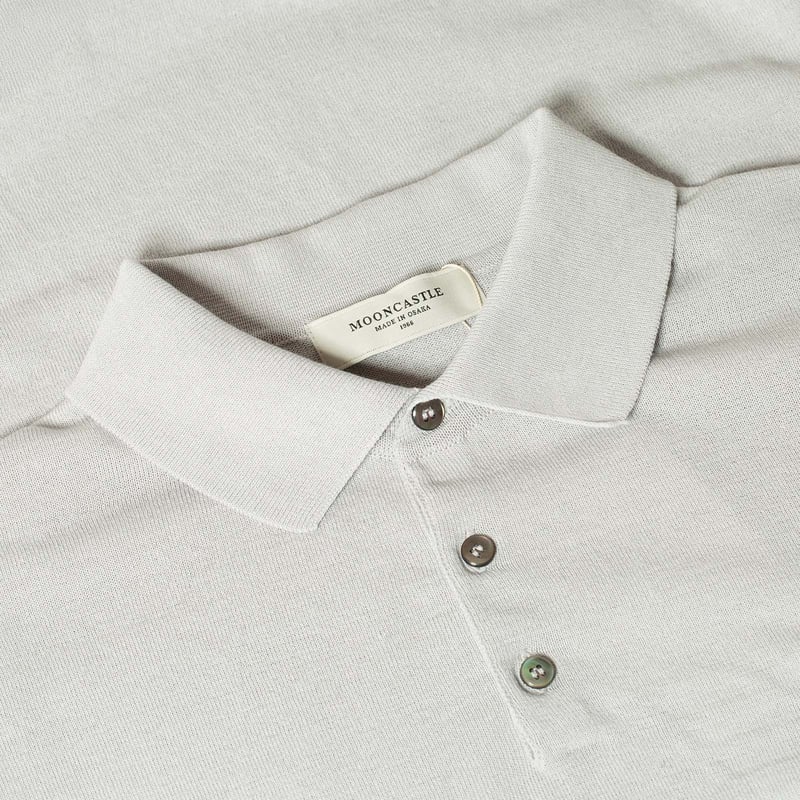 détail col flâneurs pull MOONCASTLE Ice Cotton Poloneck Light Gray