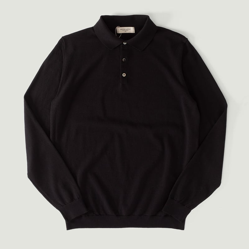 Vignettes flâneurs MOONCASTLE Pull Ice Cotton Manches Longues Col Polo Black