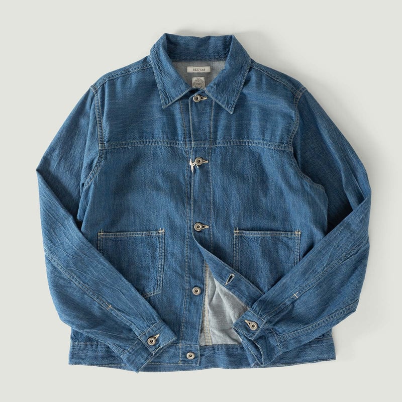 vignette flâneurs SEUVAS Denim Trucker Jacket Indigo Blue