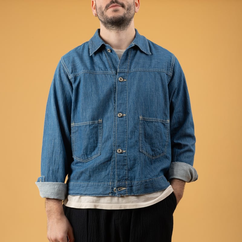 Image flâneurs SEUVAS Denim Trucker Jacket Indigo Blue (1)