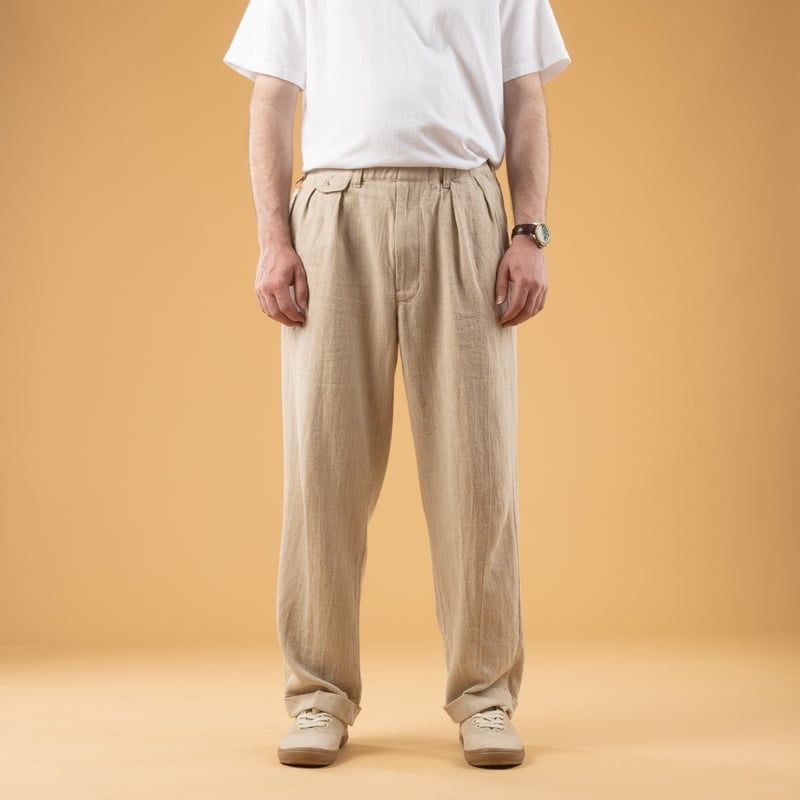 Image_Flâneurs_BEAMS PLUS / 2 Pleats Relax Trousers Linen Cotton Natural_de-face