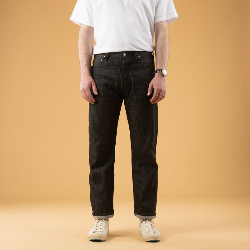Image-flâneurs jeans-Studio-d'Artisant D1890B 13oz Black Loose Straight Selvedge Denim_de-face