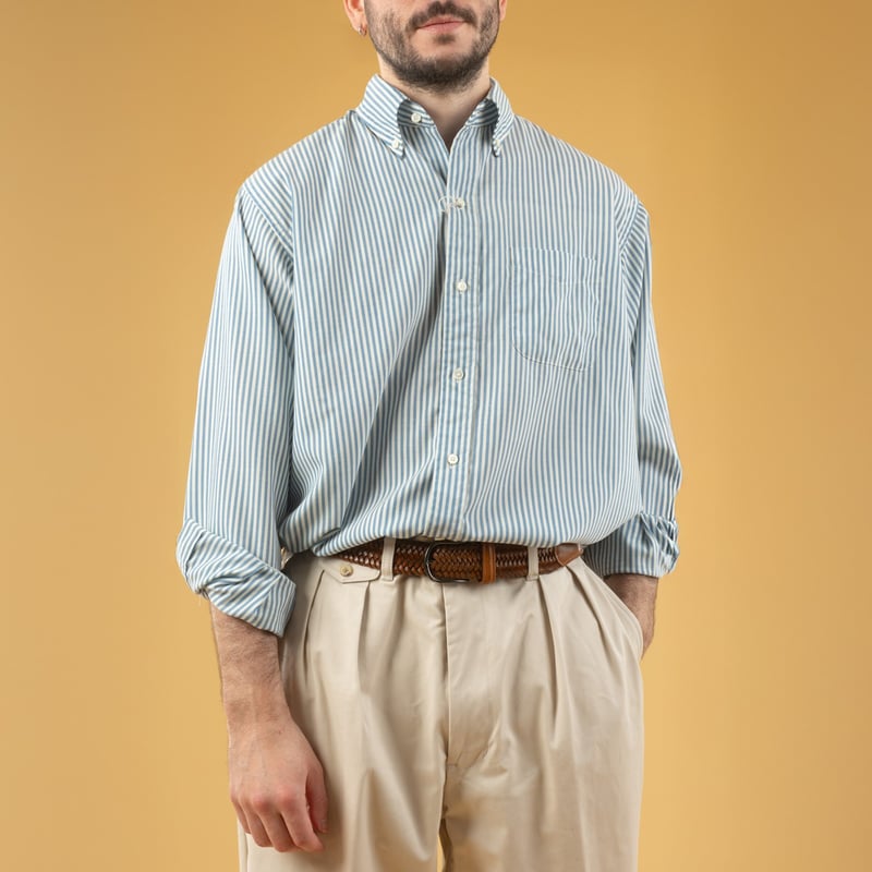 image flâneurs B.D Classic-Fit Wool Stripe Blue silhouette