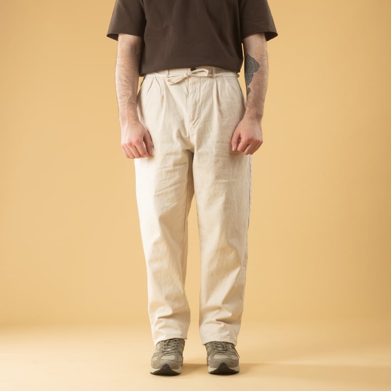 10oz Canvas Tapered 2Tuck Pants Natural