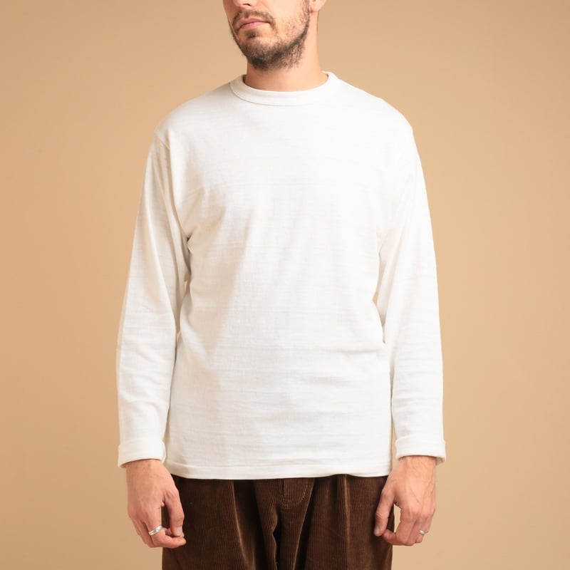 image flâneurs teeshirt manches longues WAREHOUSE & CO.  Lot. 5906 T-Shirt LS No Print Crew Off White de face