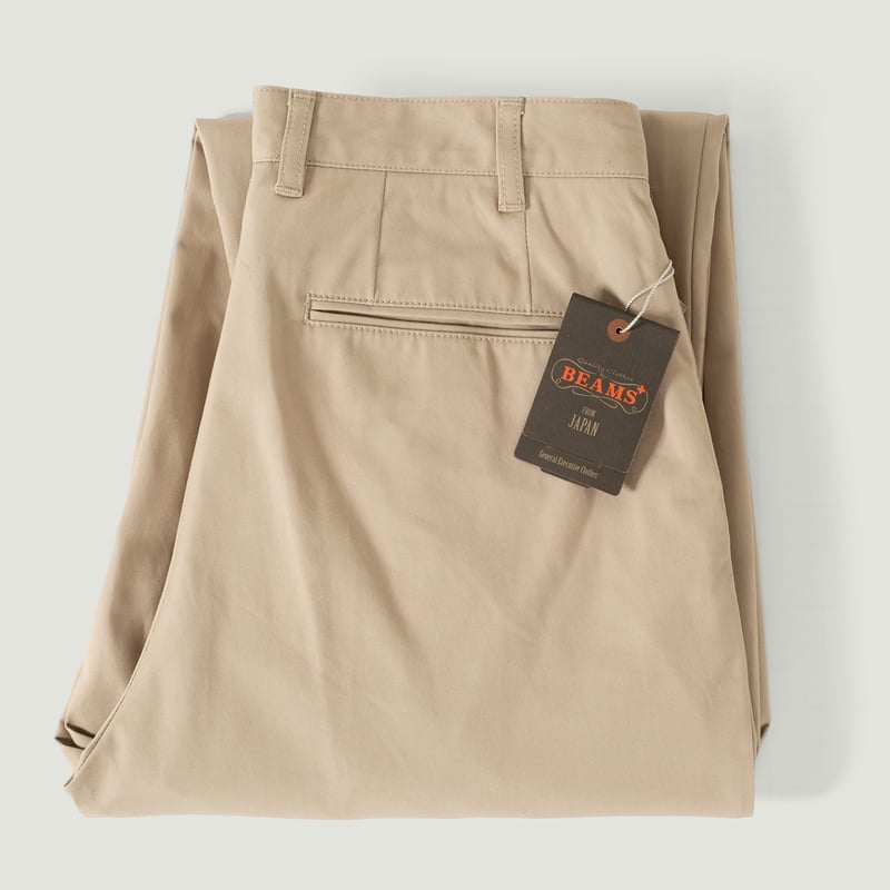 vignette flâneurs Beams 2 Pleats Twill Trousers khaki