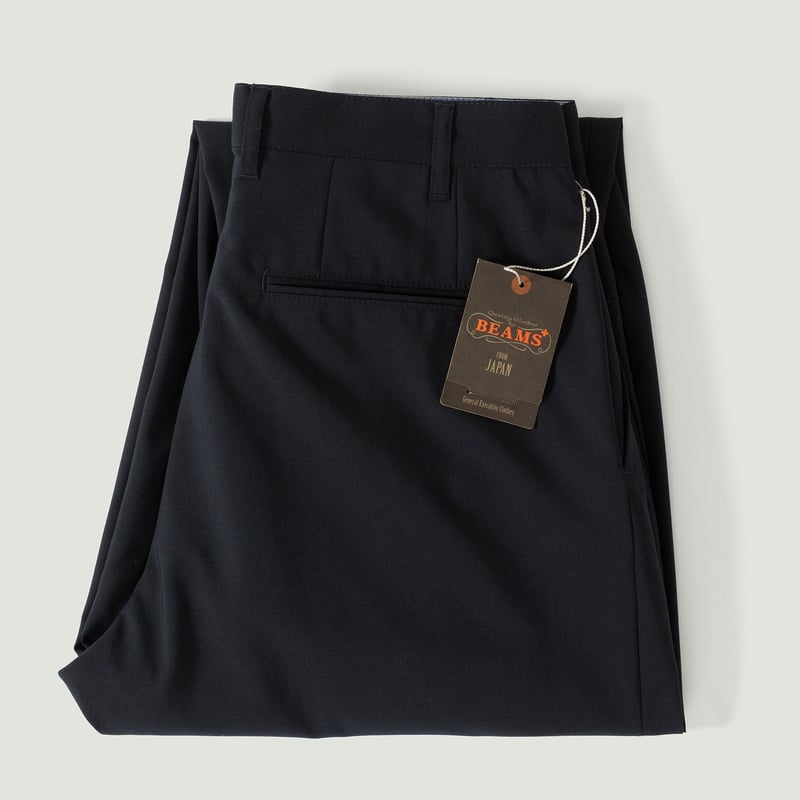Vignettes flâneurs BEAMS PLUS 2 Pleats Wool Tropical Dark Navy
