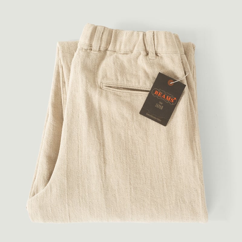 vignette flâneurs Beams 2 Pleats Twill Trousers natural
