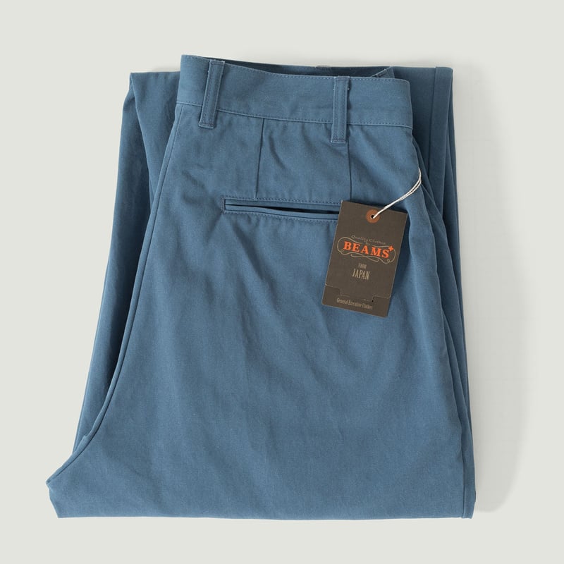 Vignette flâneurs BEAMS PLUS 2 Pleats Trousers Long Twill Bio Washed Sax