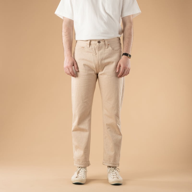 Image-Flâneurs_DENIME / Lot 224-66M 66 Model Natural Mother Cotton_de-face jean selvedge blanc