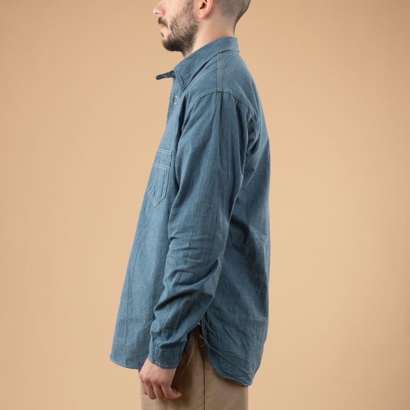 Image_Flâneurs_WAREHOUSE & CO. / Lot. 3059 Pullover Chambray Shirts Navy_de-profil
