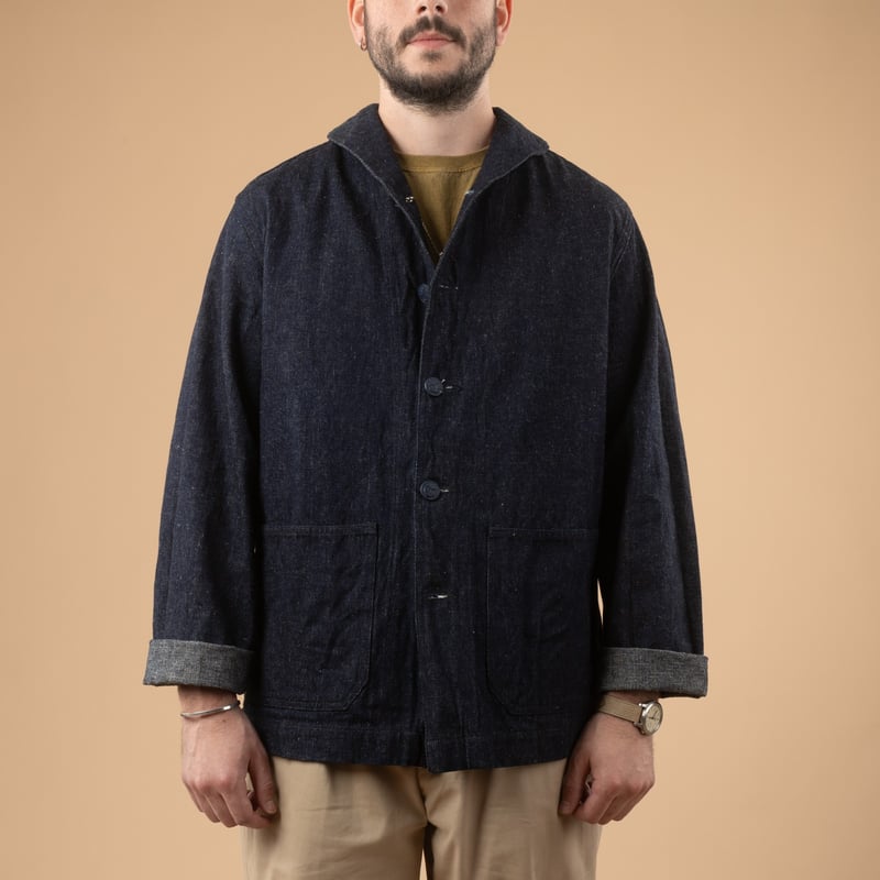 Image_Flâneurs_Lot. 2220 U.S Navy Shawl Collar Coverall Indigo_de-face