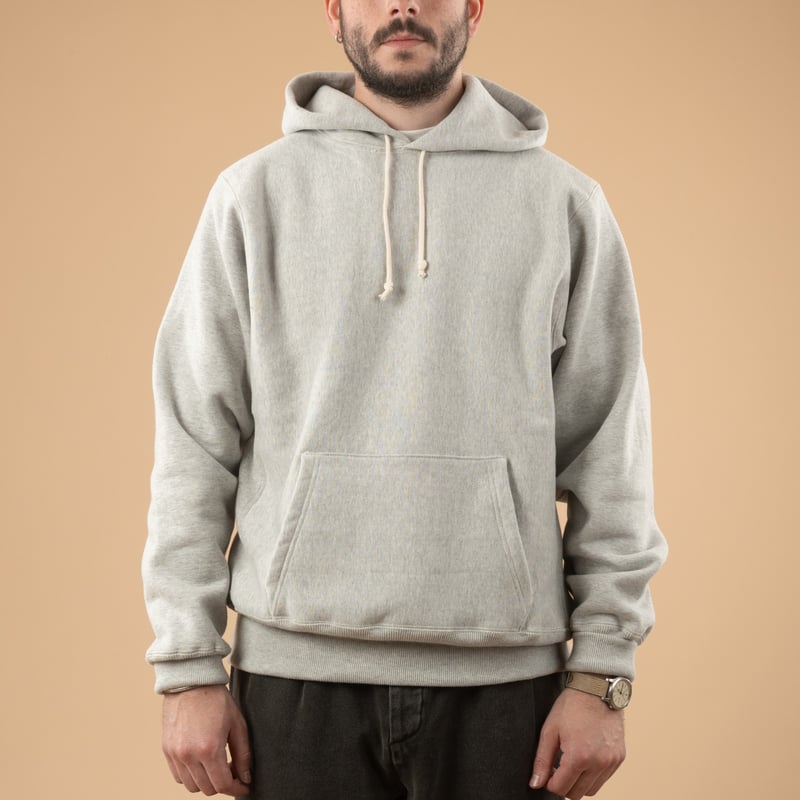 Image-FlâneursLot. 484 Plain Hooded Sweatshirt Heather-Greyt_de-face