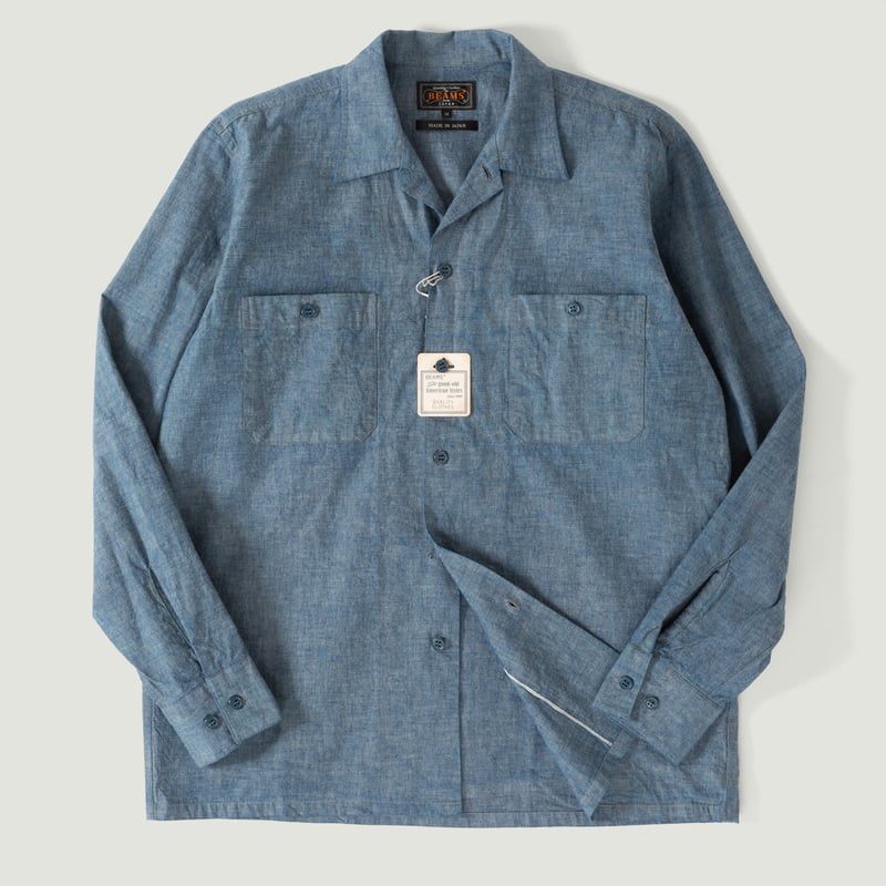 Image-Flâneurs Mil Open Collar Chambray Blue_Vignette