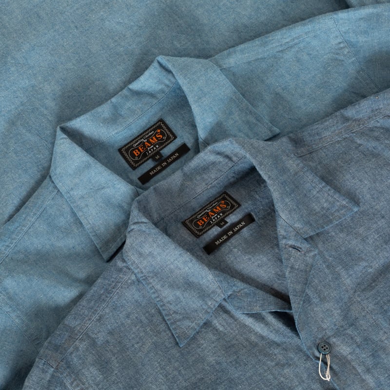 Image-Flâneurs Mil Open Collar Chambray Blue & Sax