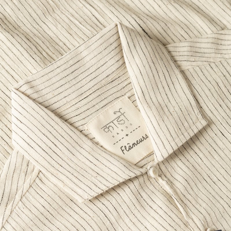 Image-Flâneurs_ Kardo x Flaneurs Shirt EMB21 Natural Stripe_Détail-col