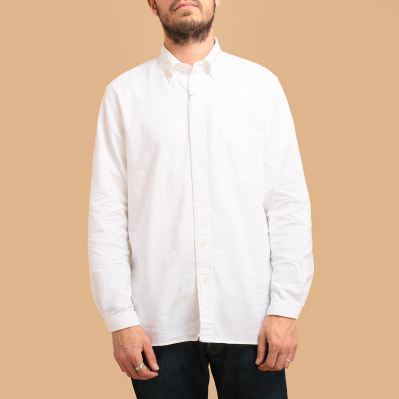 Front view image of BEAMS PLUS BD Oxford Shirt White