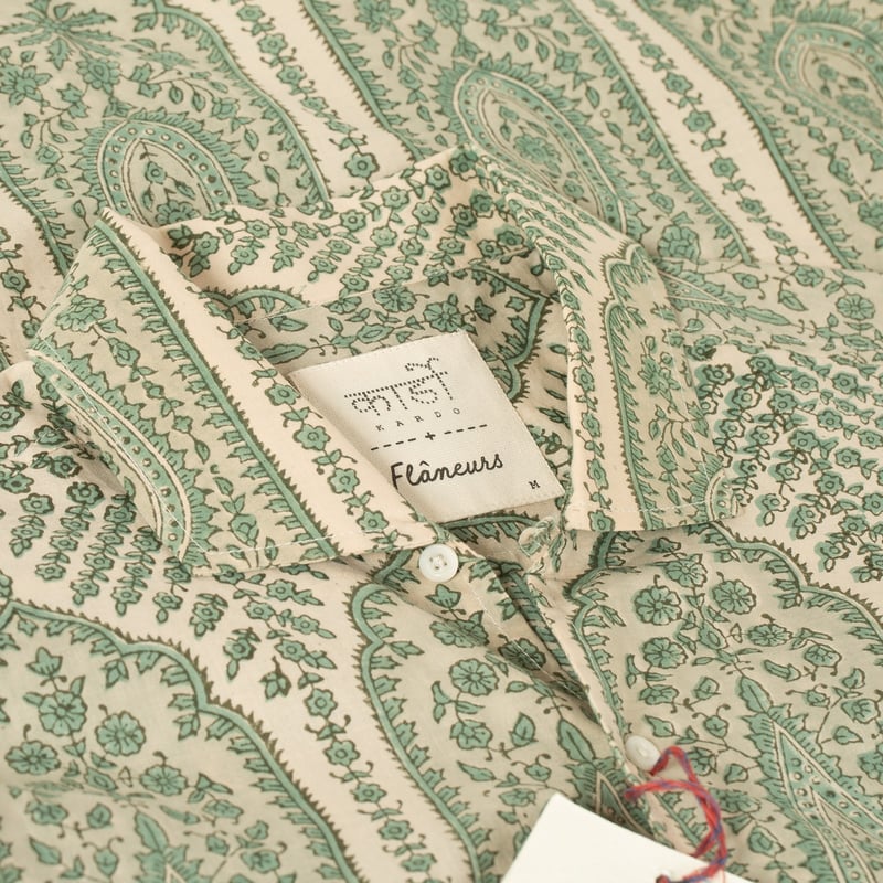 détail col 1 Flâneurs_KARDO x FLÂNEURS Shirt BP109 paisley green_Vignette
