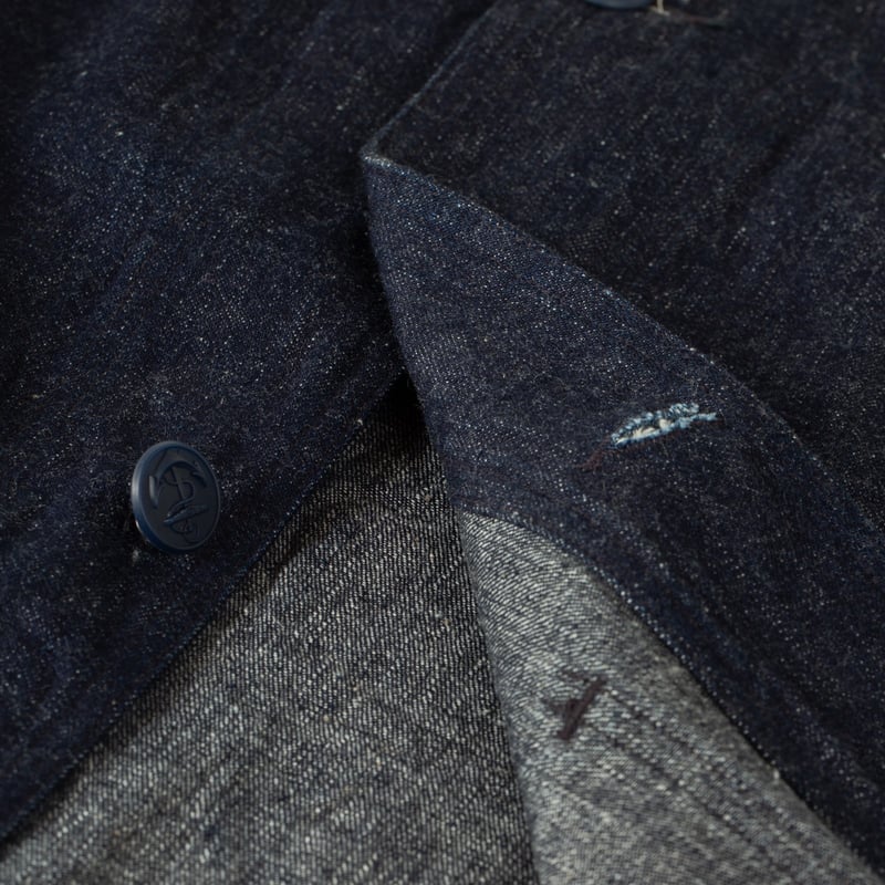 image flâneurs_inside veste denim militaire WAREHOUSE & CO. Lot. 2220 U.S Navy Shawl Collar Coverall Indigo