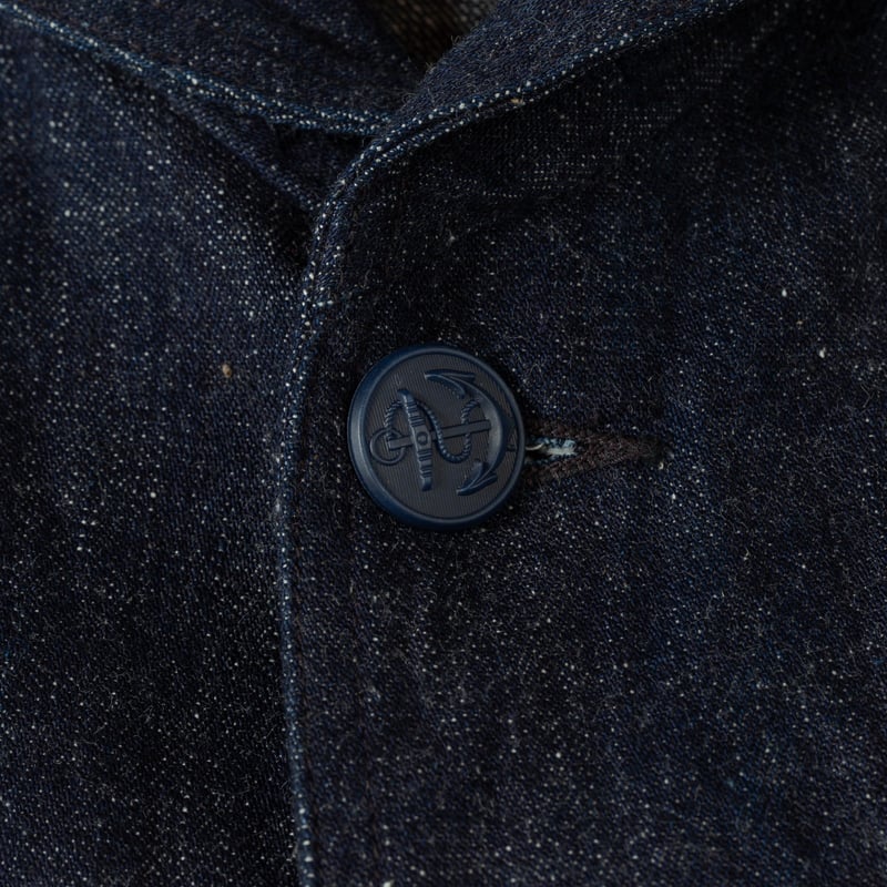 image flâneurs_bouton veste denim militaire WAREHOUSE & CO. Lot. 2220 U.S Navy Shawl Collar Coverall Indigo
