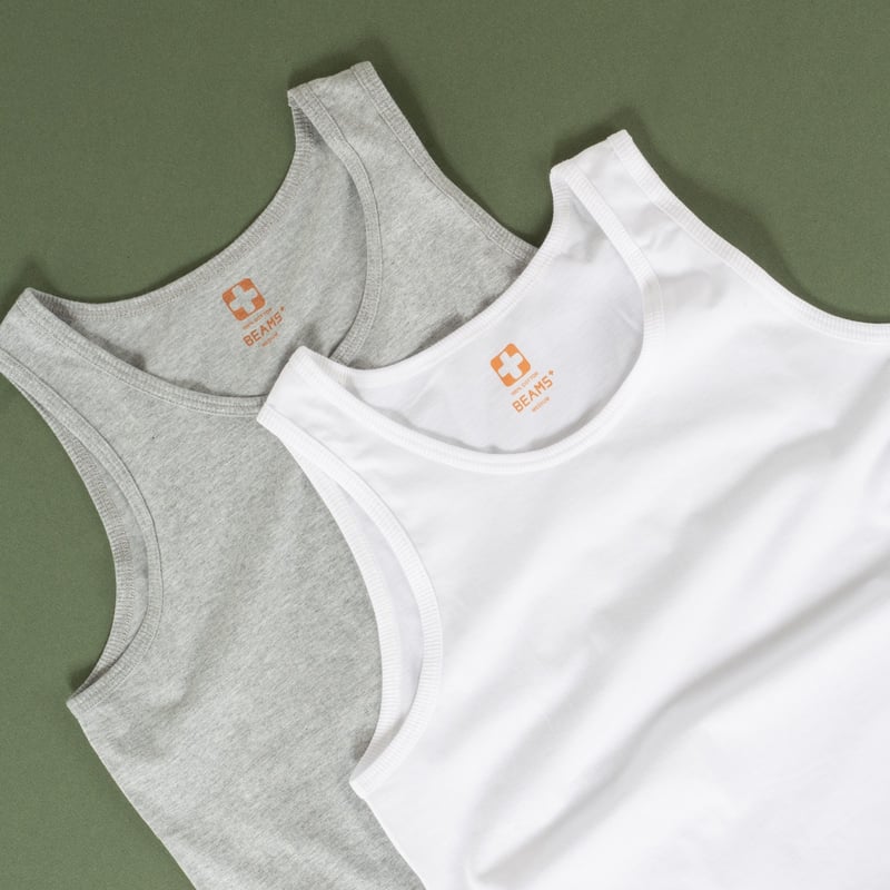 image flâneurs  debardeur basic BEAMS PLUS 2 Pack Tank Top White + T.Grey