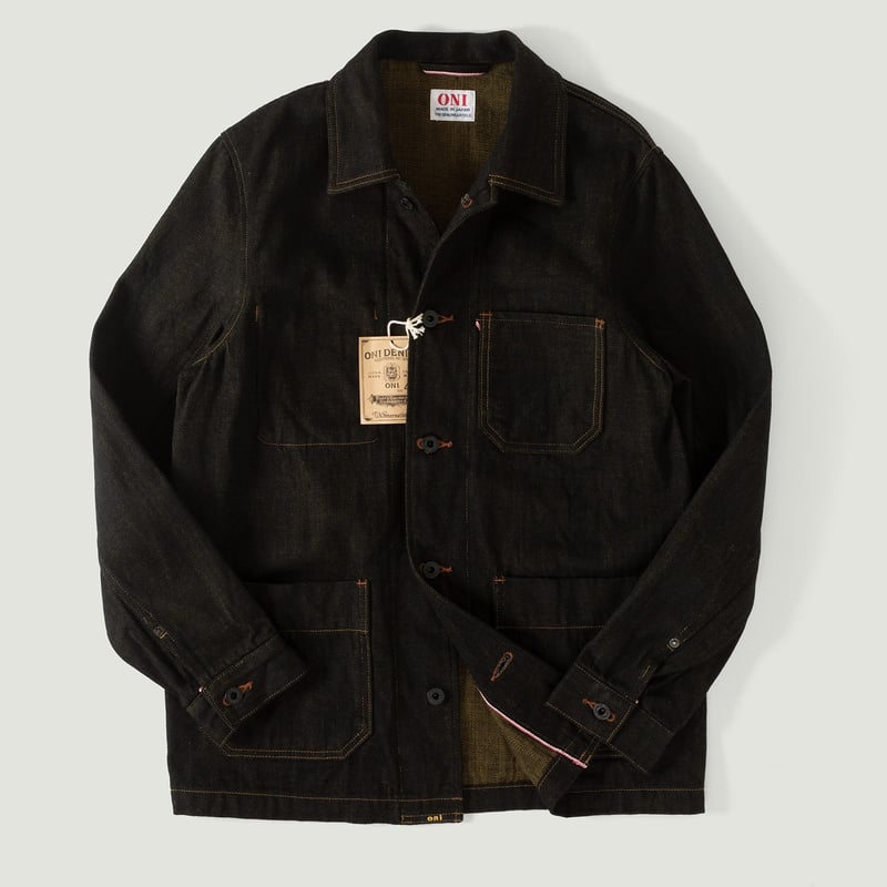 03100-BKOL 12.5oz Coverall Black X Olive Selvedge Denim