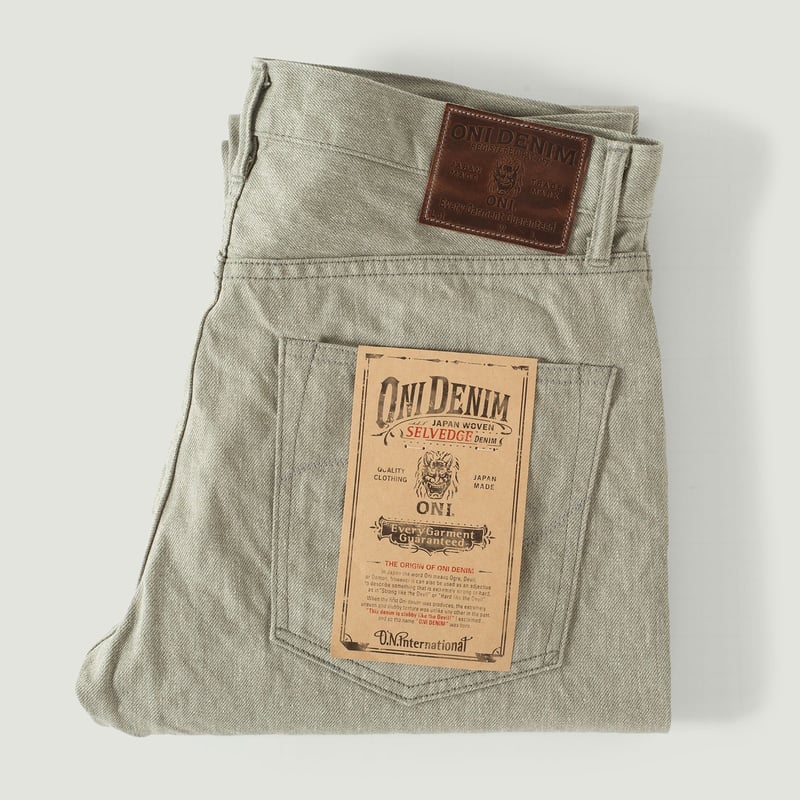 Vignettes flâneurs jean gris Oni Denim 246-MOKU 11oz Neat Straight Mixed Gray Selvedge Denim