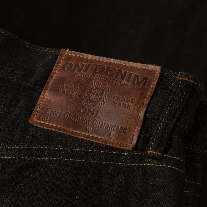 246-BKOL 12.5oz Neat Straight Black X Olive Selvedge Denim
