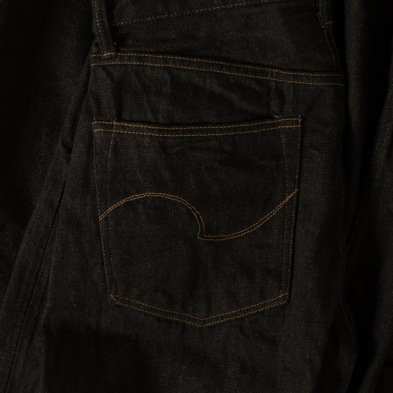 246-BKOL 12.5oz Neat Straight Black X Olive Selvedge Denim