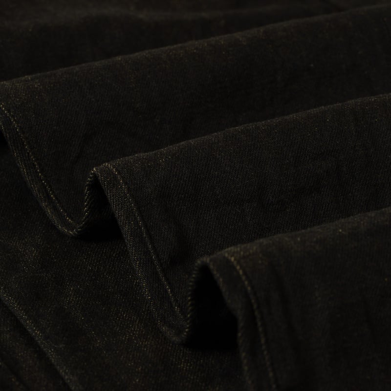 246-BKOL 12.5oz Neat Straight Black X Olive Selvedge Denim