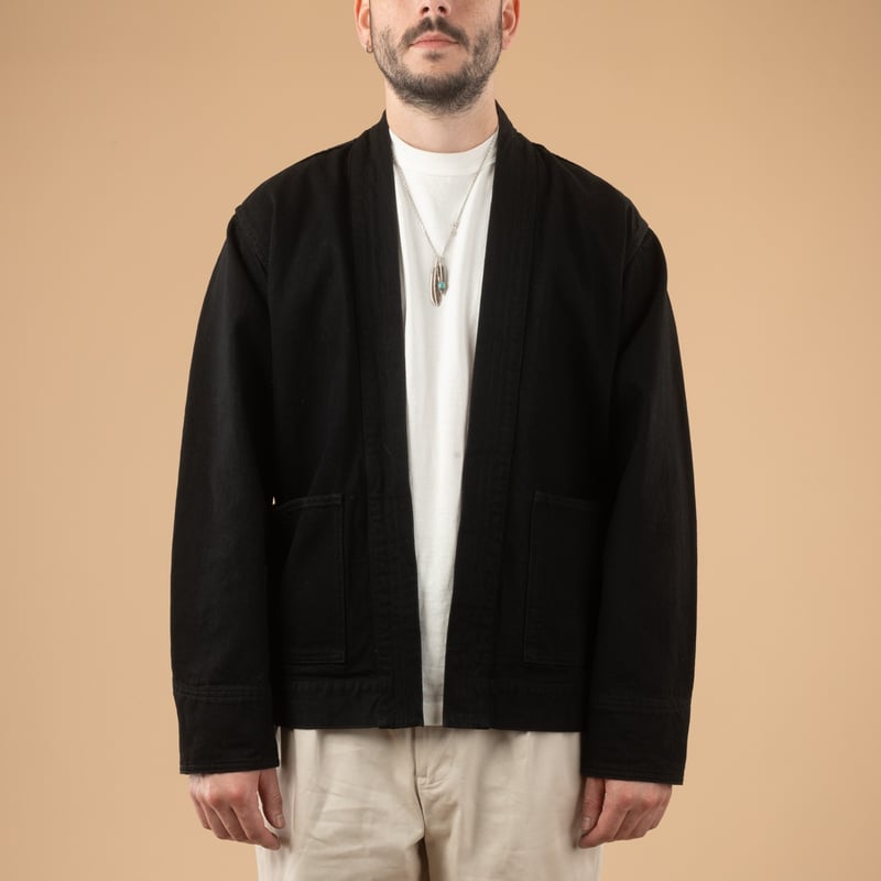 image flâneurs porté veste japan blue jeans Denim Haori Rinsed black