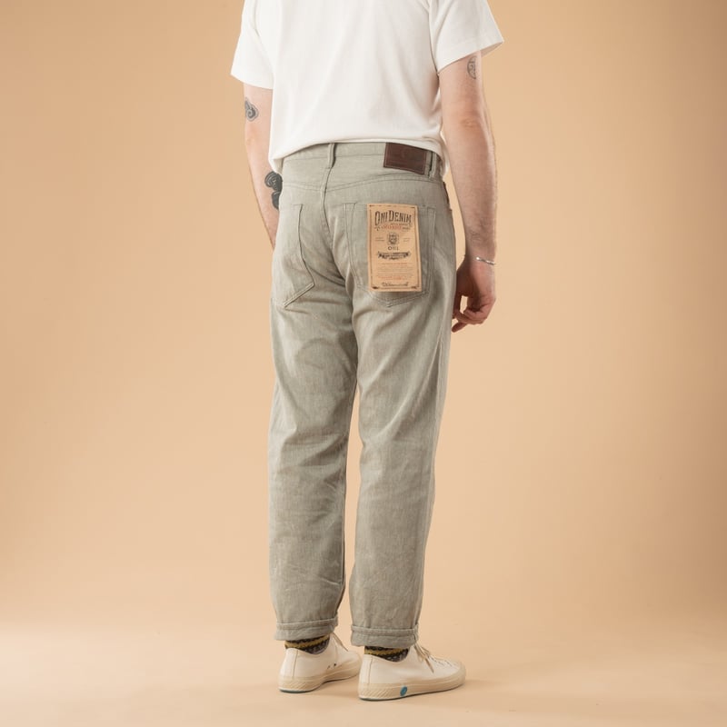 image de dos flâneurs jeans gris Oni 246-MOKU 11oz Neat Straight Mixed Gray Selvedge Denim (1)