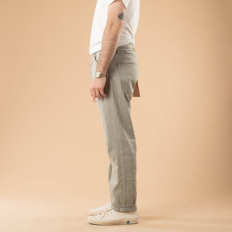 image de profil flâneurs jeans gris Oni 246-MOKU 11oz Neat Straight Mixed Gray Selvedge Denim (3)