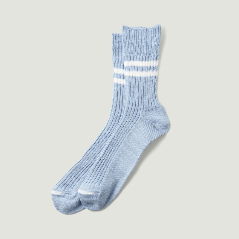 Image_Flâneurs_ROTOTO / Hemp/Organic Cotton Stripe Socks Morning Blue/White_Vignette