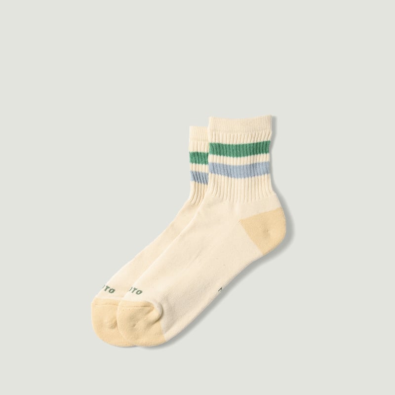 Image-Flâneurs_ROTOTO / Retro Athletic Ankle Socks Green/L.Blue_Vignette