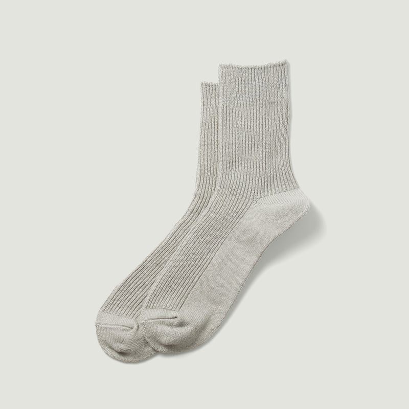 Image-Flâneurs_ROTOTO / Washi/Recycled Cotton Rib Crew Socks Gray_Vignette