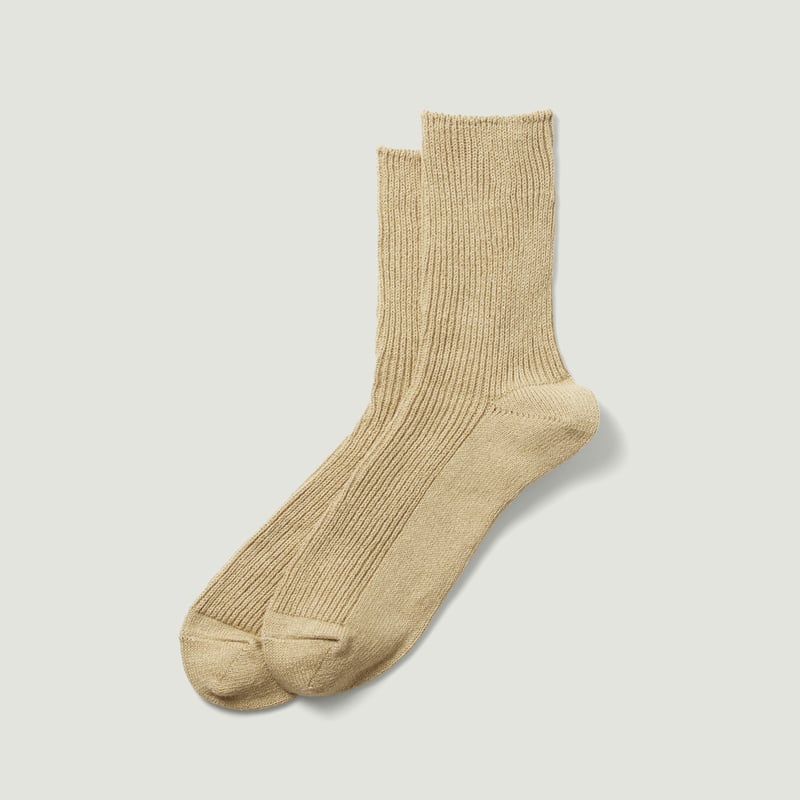 Image-Flâneurs_ROTOTO / Washi/Recycled Cotton Rib Crew Socks Beige_Vignette
