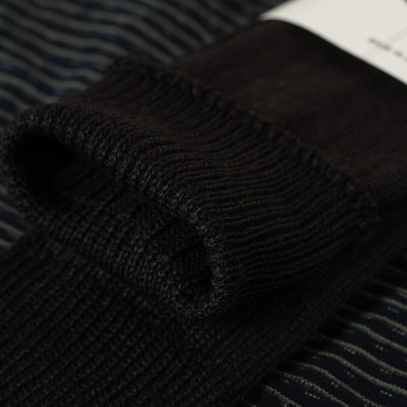 image flâneurs chaussettes ROTOTO Linen Cotton Rib Crew Socks_black