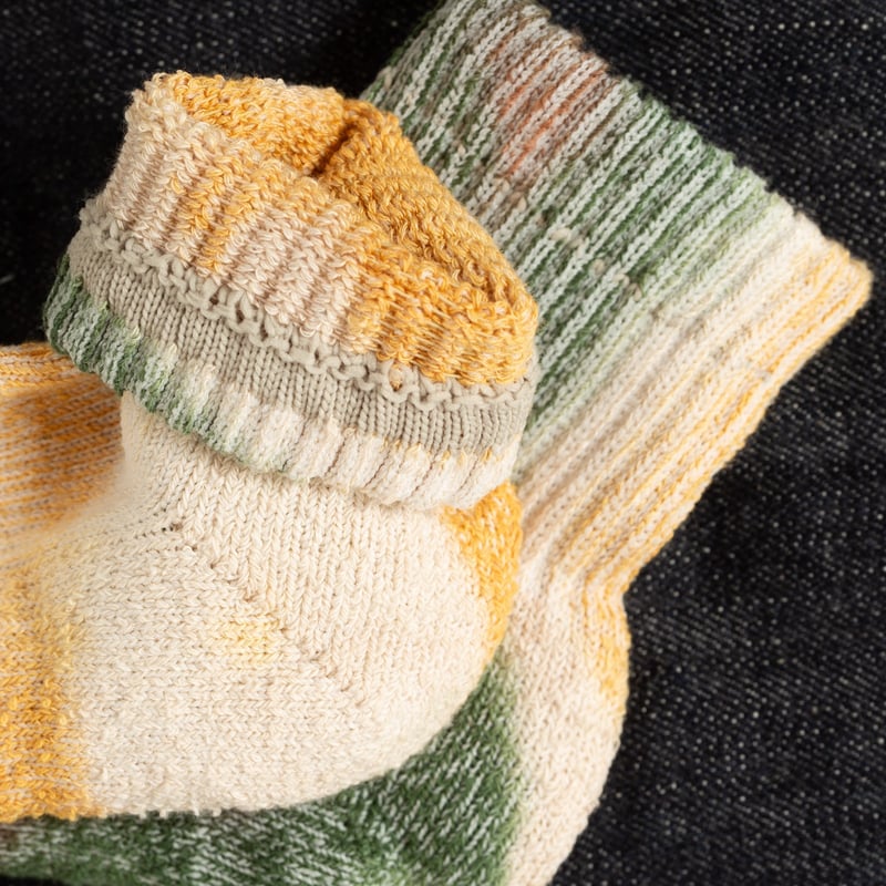 image flâneurs chaussettes ROTOTO HempOrganic Cotton Pile Green Gold Brown (2)