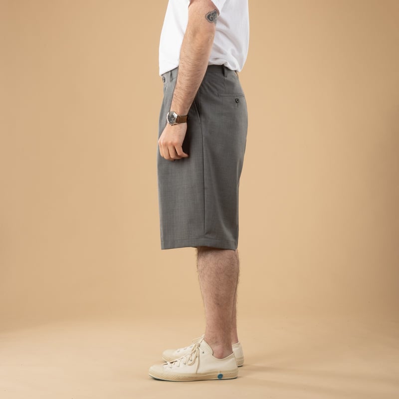 2 Pleats Wool Tropical Grey Shorts