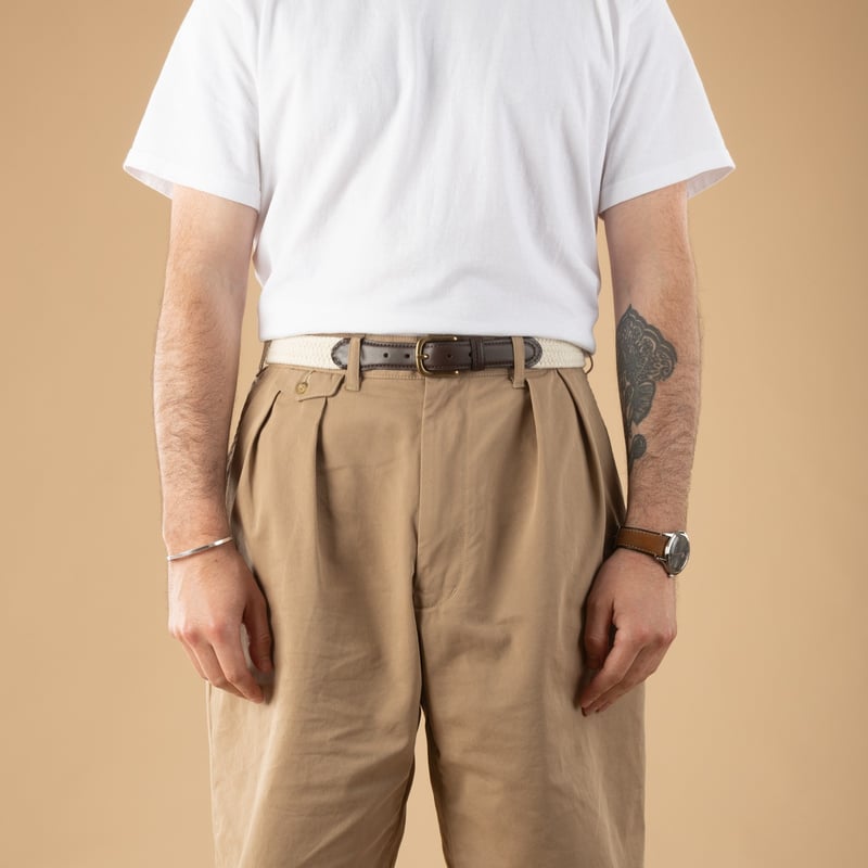 Image-Flâneurs_BEAMS PLUS_Leather Tab Cotton Belt White_de-face