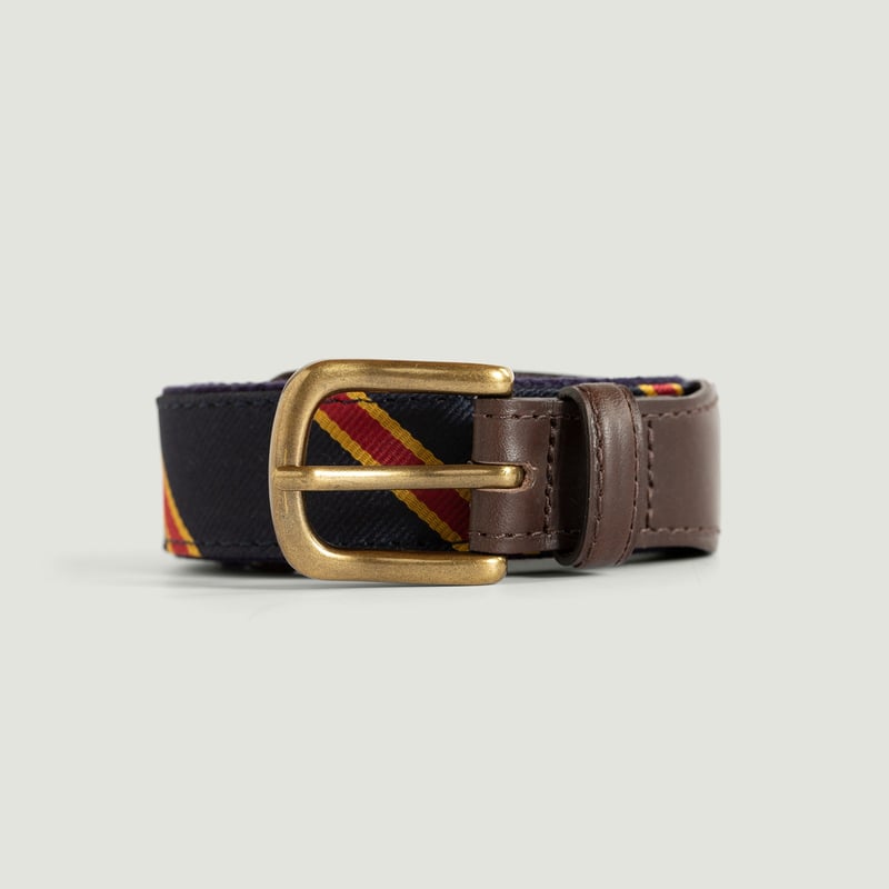 Vignettes flâneurs ceinture tissu BEAMS PLUS  Leather Tab Ribbon Belt Navy