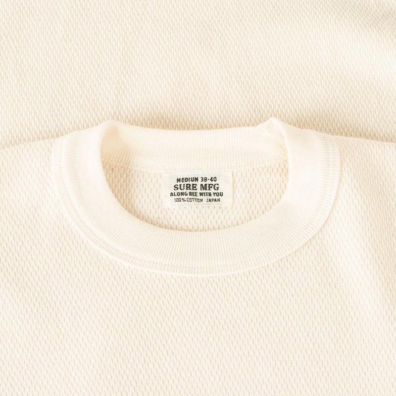 détail flâneurs XX DEVELOPMENT SURE MFG 8.4oz Thermal L-S Shirt Kinari-de face inside