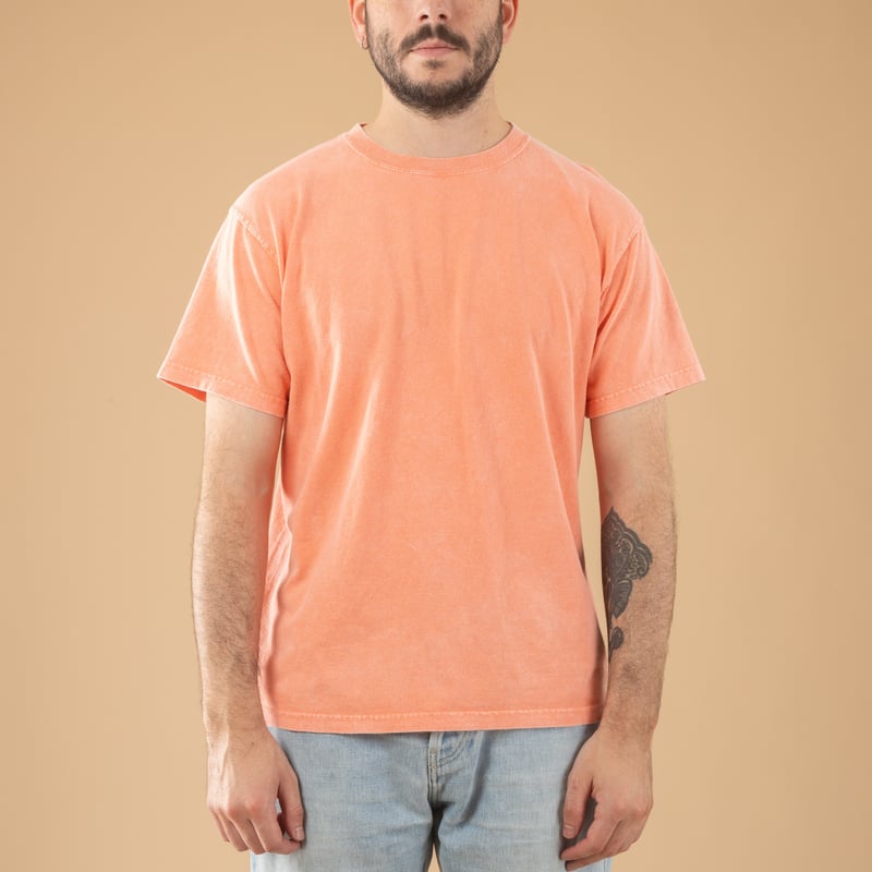 Image-Flâneurs_GOOD ON / Short Sleeve Crew T-shirt Vintage Dye Peach_de-face