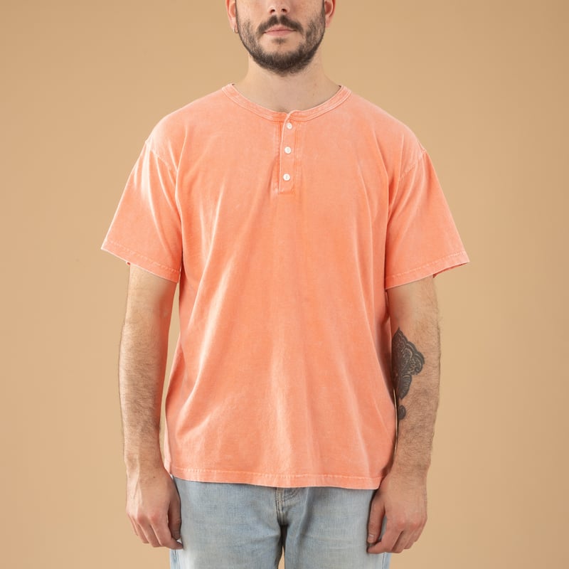 Image-Flâneurs_GOOD ON / Short Sleeve Crew T-shirt Vintage Dye Peach_de-face