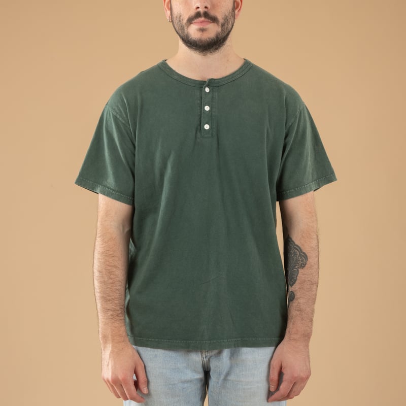 Image-Flâneurs_GOOD ON / Short Sleeve Crew T-shirt Vintage Dye Dark Green_de-face