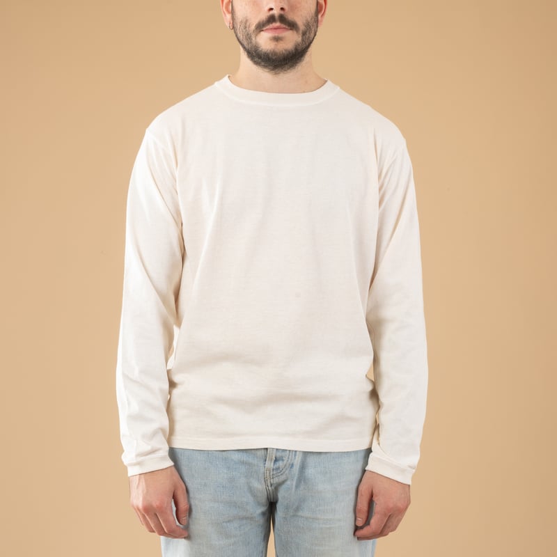 Image-Flâneurs_GOOD ON / L/S Crew Tee p-Natural_de-face